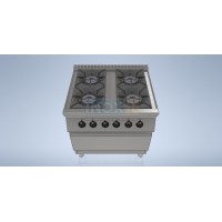 Line 70 GAS COOKER - 4 burners+electric GN 2/1 oven - 800/700/850mm