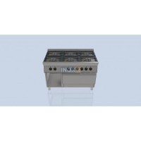 Line 70 GAS COOKER -  6 burners+electric GN 2/1 oven - 1200/700/850mm