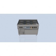 Line 70 GAS COOKER -  6 burners+electric GN 2/1 oven - 1200/700/850mm