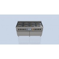 Line 70 GAS COOKER -  8 burners+1 or 2 electric GN 2/1 oven - 1600/700/850mm