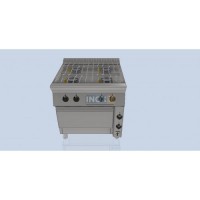 Line 80 GAS COOKER - 4 burners+electric GN 2/1 oven - 800/800/850mm