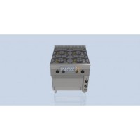 Line 90 GAS COOKER - 4 burners+electric GN 2/1 oven - 800/900/850mm