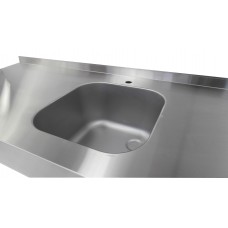 Stainless steel work tables with sinks, without undershelf  "STANDART"