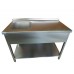 Stainless steel work table with sinks and shelf LUXURY
