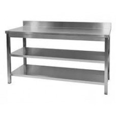 Stainless steel work tables with two shelfs STANDARD