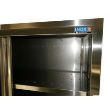 Stainless steel wall cabinets with open doors